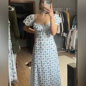 Floral Blue and White Dress